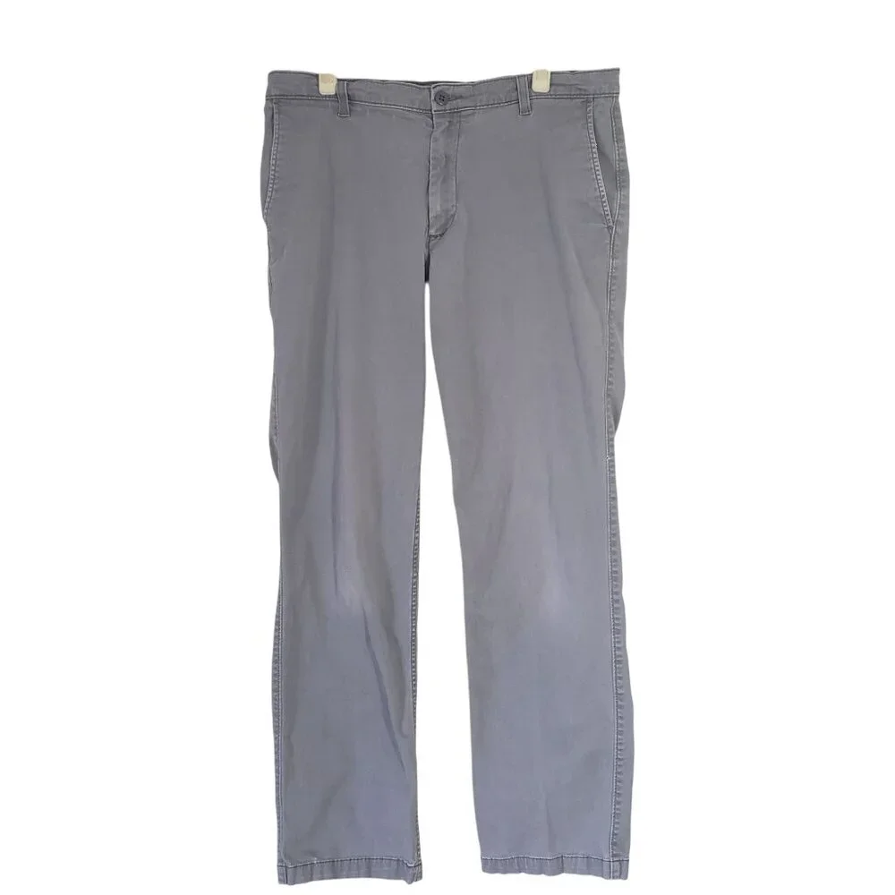 Dockers Mens Gray Straight Fit Chinos Pants 34 x 34 Flat Front Staple Minimalist
